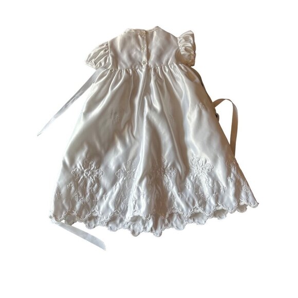 Infant Baptism Christening Dress Embroidered Crosses Cap Sleeves Made in USA - Picture 6 of 6